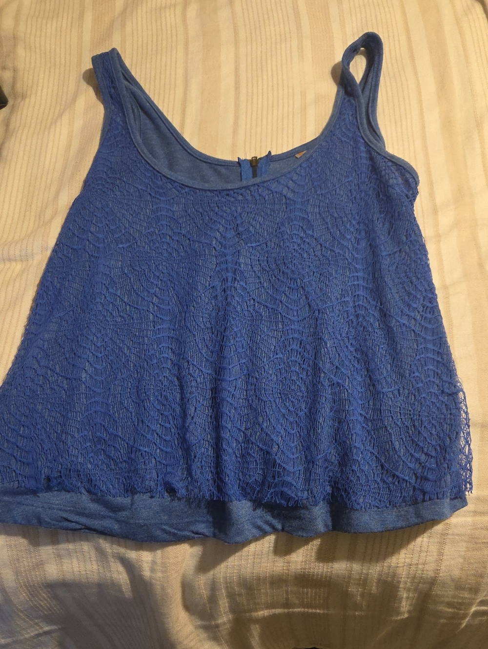 Eyeshadow Blue Lace-Textured Women's Tank Top
